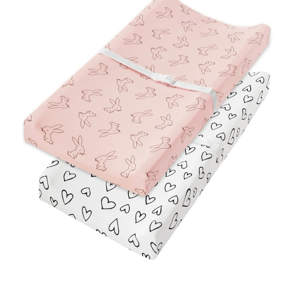 Charming Pink and White Bunny and Heart Bedding Set